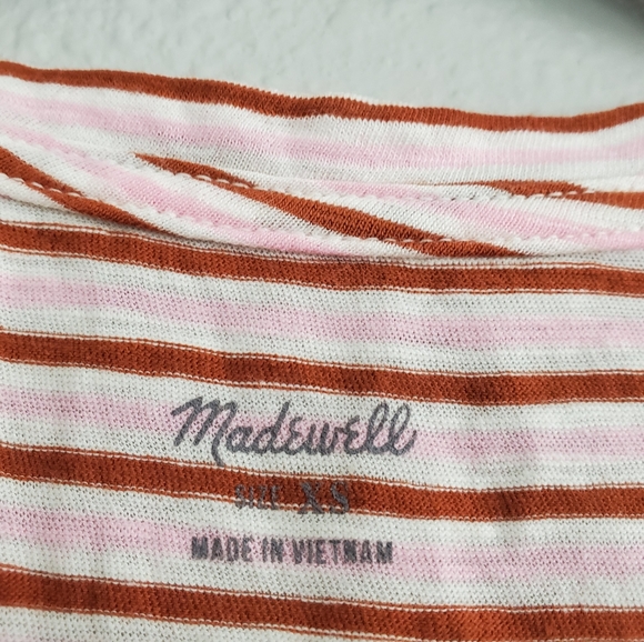 Madewell Greywood Red Pink Stripe Tank V-neck - Picture 5 of 6